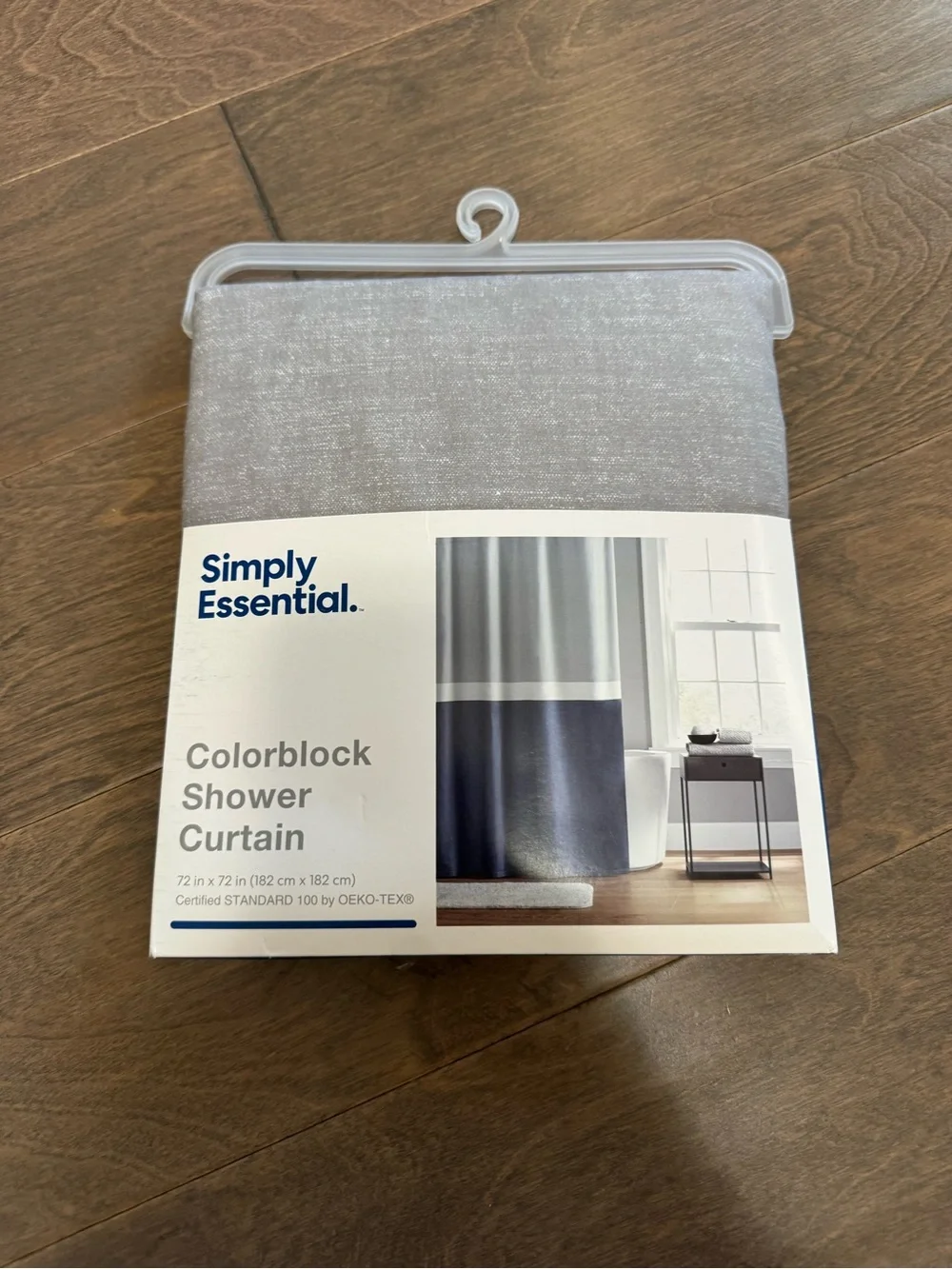 Simply Essential Colorblock Shower Curtain in Gray & Navy